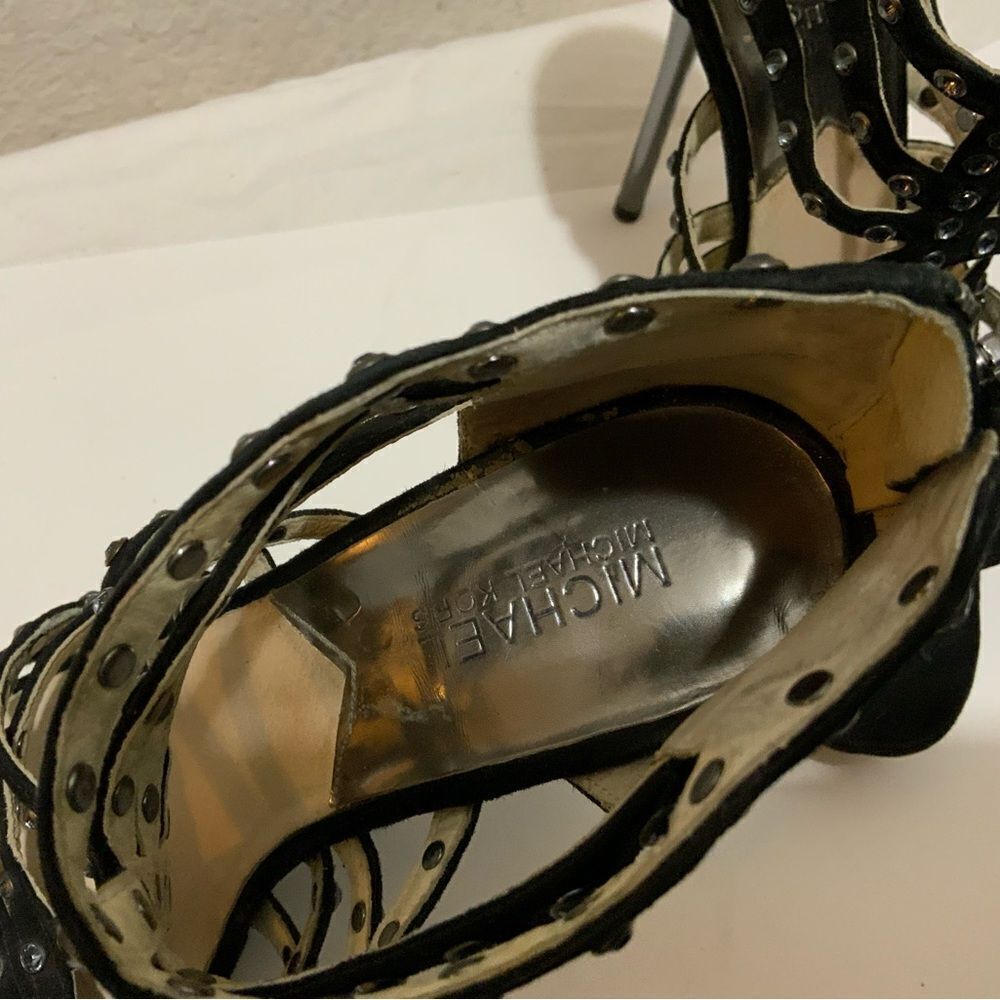 Micheal kors black suede rhinestone studded platforms heels size 7.5 - Picture 10 of 13